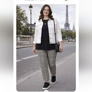 H&M Black White Plaid Ankle Pants Size 12 Glen Check Career Work